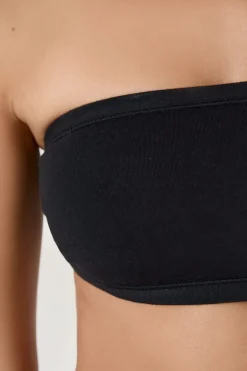 ETAM Sin Tirantes|Sin Aro|Sujetador bandeau con aros de algodón orgánico elástico NEGRO