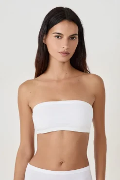 ETAM Lencería De Novia|Sin Tirantes|Sujetador bandeau con aros de algodón orgánico elástico BLANCO