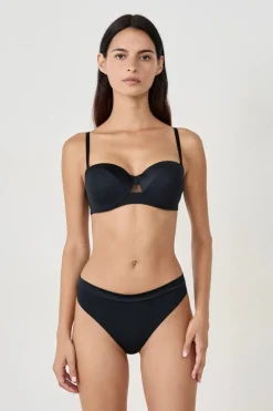 ETAM Sujetadores Talla Grande: Copas D-G|Sujetadores Invisibles|Sujetador bandeau con finas copas y tirantes desmontables NEGRO