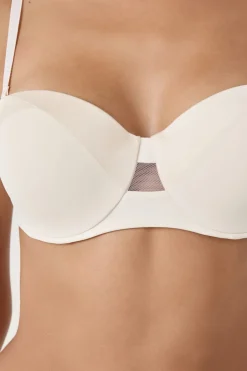 ETAM Sujetadores Talla Grande: Copas D-G|Sujetadores Invisibles|Sujetador bandeau con finas copas y tirantes desmontables CRUDO