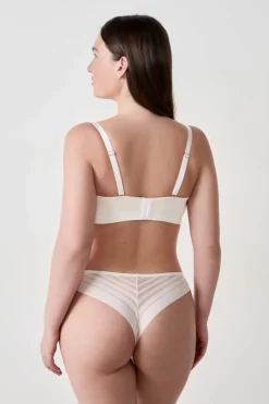 ETAM Sujetadores Talla Grande: Copas D-G|Sujetadores Invisibles|Sujetador bandeau con finas copas y tirantes desmontables CRUDO