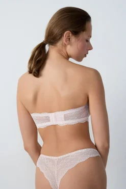 ETAM Sin Tirantes|Sin Aro|Sujetador bandeau de encaje ROSA EMPOLVADO