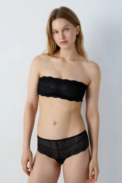 ETAM Sin Tirantes|Sin Aro|Sujetador bandeau de encaje NEGRO