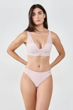 ETAM Sujetadores De Encaje|Sujetadores Talla Grande: Copas D-G|Sujetador bandeau foulard ROSA EMPOLVADO