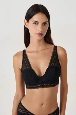 ETAM Sujetadores De Encaje|Sujetadores Talla Grande: Copas D-G|Sujetador bandeau foulard NEGRO