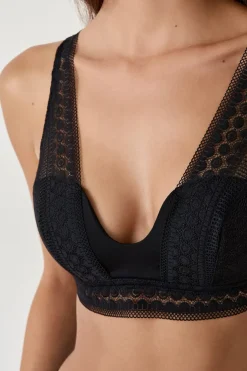 ETAM Sujetadores De Encaje|Sujetadores Talla Grande: Copas D-G|Sujetador bandeau foulard NEGRO