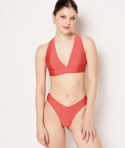 ETAM Triángulos|Sujetador bikini triángulo satinado TERRACOTA