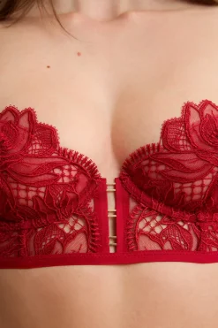 ETAM Sujetadores De Encaje|Sujetadores Sexy|Sujetador bustier de bordado ROJO