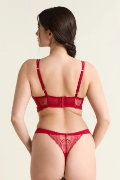 ETAM Sujetadores De Encaje|Sujetadores Sexy|Sujetador bustier de encaje con tirantes dobles ROJO