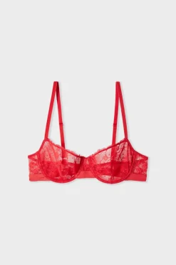 ETAM Sujetadores De Encaje|Sujetadores Talla Grande: Copas D-G|Sujetador clásico de encaje ROJO