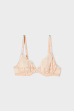 ETAM Sujetadores Talla Grande: Copas D-G|Sujetadores Sexy|Sujetador clásico de encaje ROSA EMPOLVADO