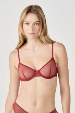 ETAM Sujetadores Talla Grande: Copas D-G|Balconette|Sujetador clásico de tul TERRACOTTA