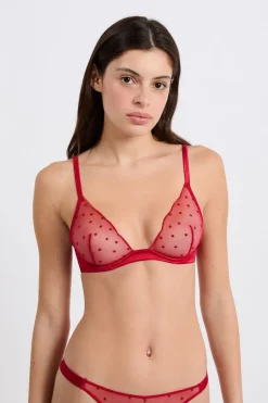 ETAM Sujetadores Talla Grande: Copas D-G|Sujetadores Sexy|Sujetador con aros detalles bordados ROJO