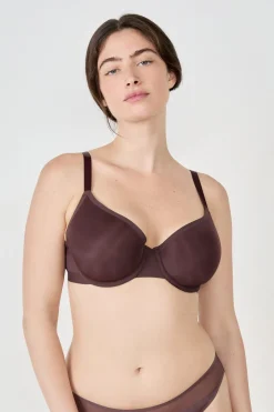 ETAM Lencería De Novia|Sujetadores Talla Grande: Copas D-G|Sujetador con copas finas CHOCOLATE