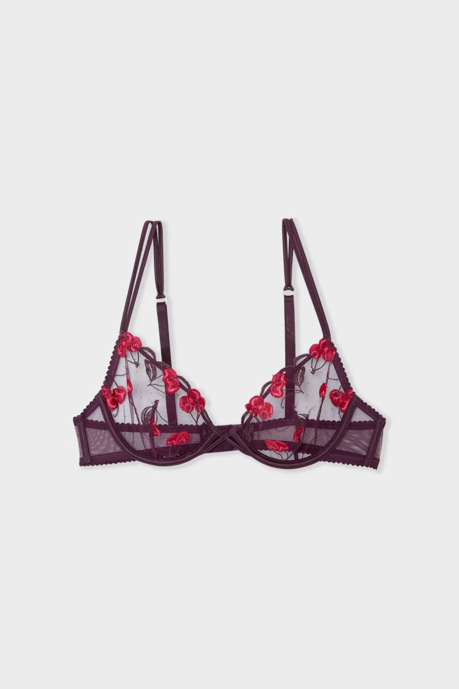 ETAM Sujetadores Talla Grande: Copas D-G|Sujetadores Sexy|Sujetador con estampado de cerezas MORADO