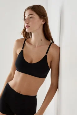 ETAM Bralette|Sin Aro|Sujetador de algodón de máxima comodidad NEGRO