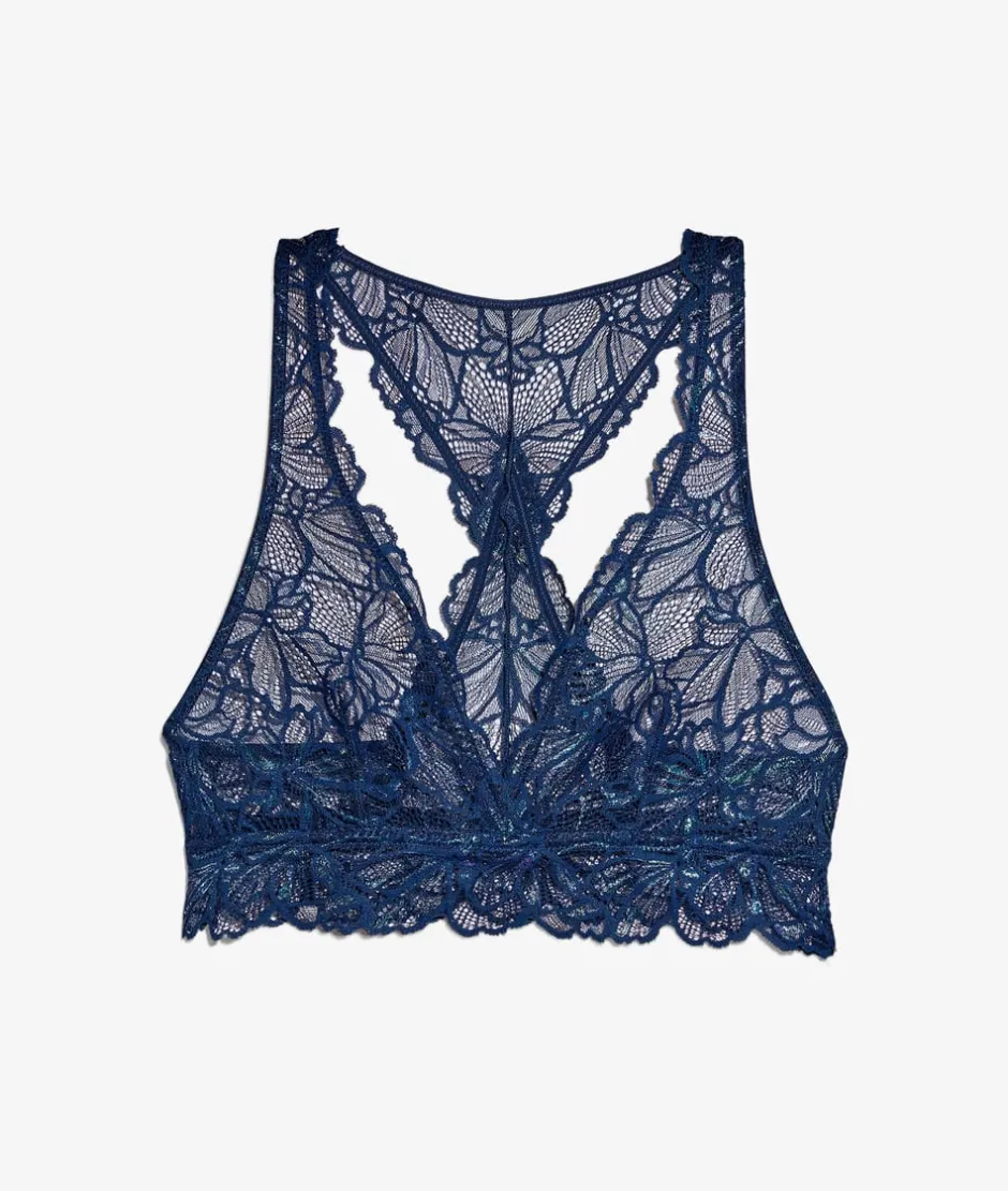 ETAM Sujetadores De Encaje|Bralette|Sujetador de encaje tejido brillante AZUL NOCHE