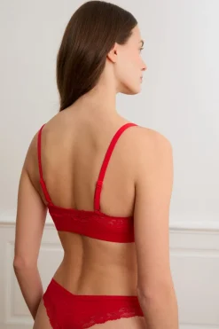 ETAM Bralette|Sin Aro|Sujetador de microfibra con detalles de encaje ROJO