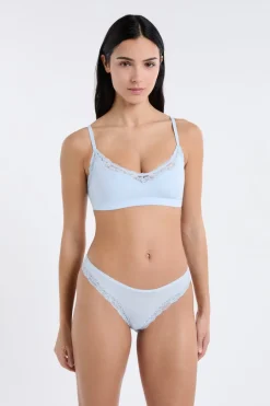 ETAM Bralette|Sin Aro|Sujetador de microfibra y encaje AZUL CIELO