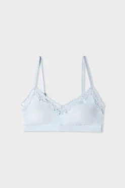 ETAM Bralette|Sin Aro|Sujetador de microfibra y encaje AZUL CIELO