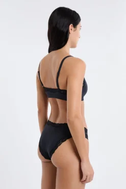 ETAM Bralette|Sin Aro|Sujetador de microfibra y encaje NEGRO