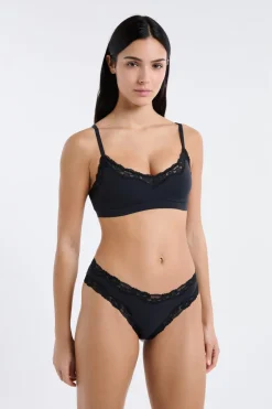 ETAM Bralette|Sin Aro|Sujetador de microfibra y encaje NEGRO
