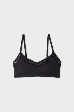 ETAM Bralette|Sin Aro|Sujetador de microfibra y encaje NEGRO