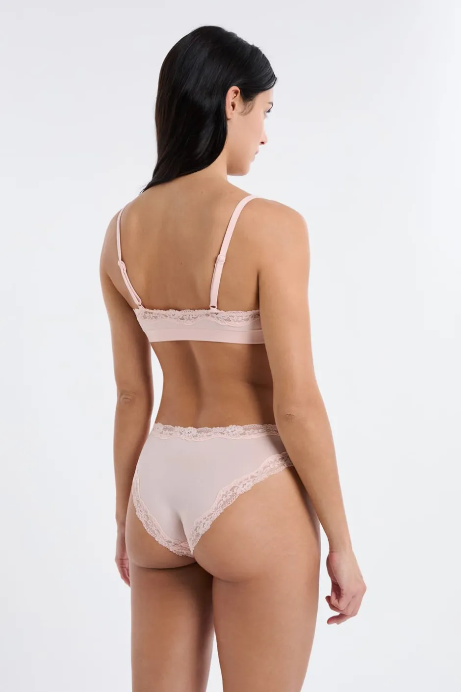 ETAM Bralette|Sin Aro|Sujetador de microfibra y encaje ROSA EMPOLVADO