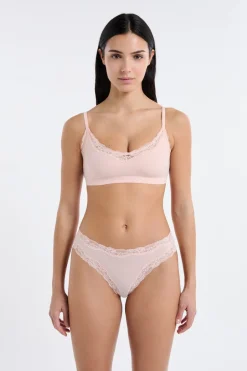 ETAM Bralette|Sin Aro|Sujetador de microfibra y encaje ROSA EMPOLVADO