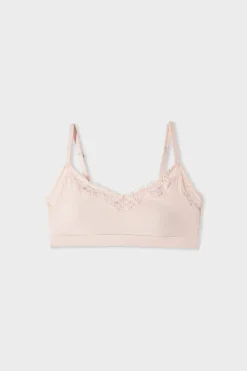 ETAM Bralette|Sin Aro|Sujetador de microfibra y encaje ROSA EMPOLVADO