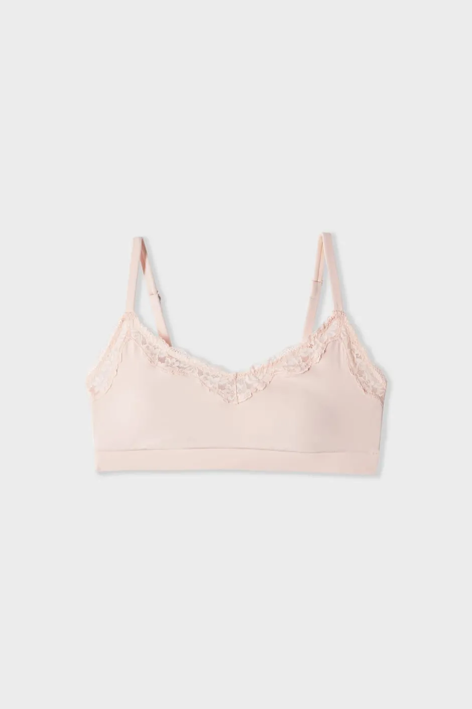 ETAM Bralette|Sin Aro|Sujetador de microfibra y encaje ROSA EMPOLVADO