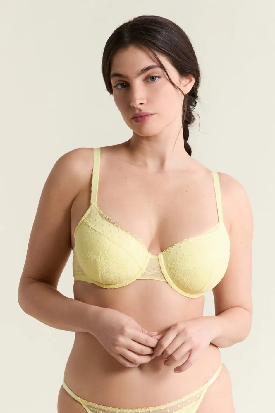ETAM Sujetadores Talla Grande: Copas D-G|Balconette|Sujetador N.º 4 - Copas finas AMARILLO PÁLIDO.