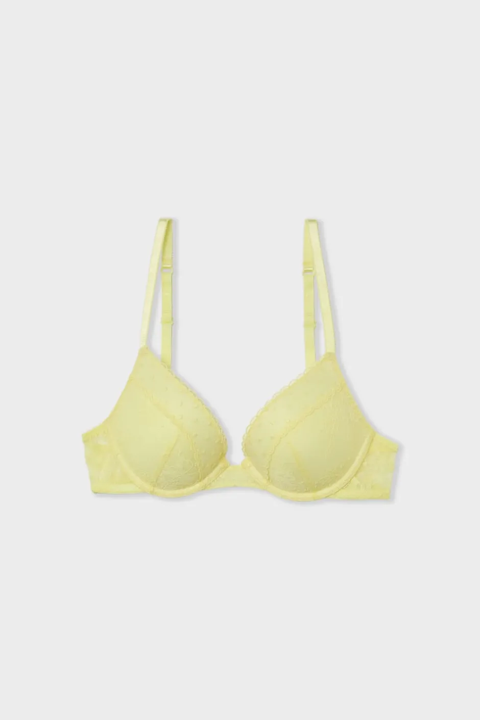 ETAM Push Up|Sujetador N.º 2 - El push-up escote pronunciado con bordado AMARILLO PÁLIDO.