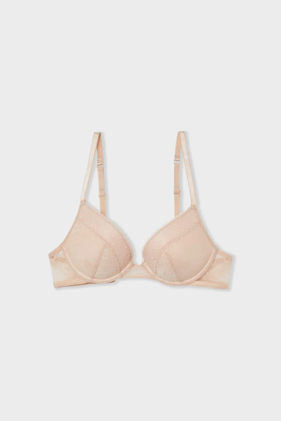 ETAM Push Up|Sujetador N.º 2 - El push-up escote pronunciado con bordado rosa nude