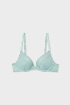 ETAM Push Up|Sujetador N.º 2 - El push-up escote pronunciado con bordado AZUL VERDOSO