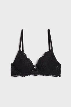 ETAM Push Up|Sujetadores De Encaje|Sujetador Nº 2 - Push up escote pronunciado NEGRO