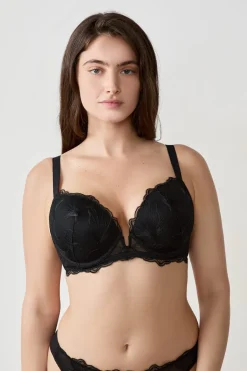 ETAM Sujetadores De Encaje|Sujetadores Talla Grande: Copas D-G|Sujetador N. 5 - Push-up escotado NEGRO
