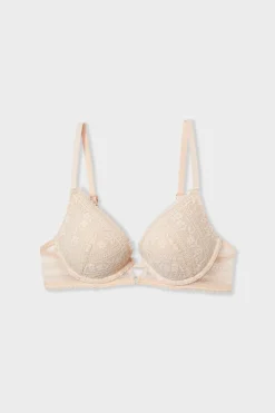 ETAM Lencería De Novia|Sujetadores De Encaje|Sujetador N. 2 - Push-up escote pronunciado ROSA CLARO