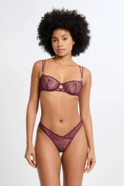 ETAM Sujetadores Talla Grande: Copas D-G|Balconette|Sujetador N.9 - Balconnet con bordado floral MORADO