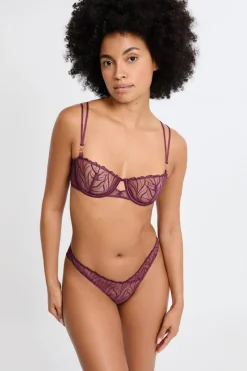 ETAM Sujetadores Talla Grande: Copas D-G|Balconette|Sujetador N.9 - Balconnet con bordado floral MORADO