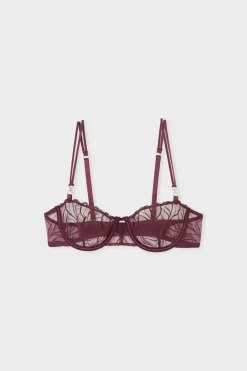 ETAM Sujetadores Talla Grande: Copas D-G|Balconette|Sujetador N.9 - Balconnet con bordado floral MORADO