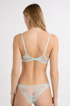 ETAM Sujetadores Talla Grande: Copas D-G|Balconette|Sujetador N.9 - Balconnet con bordado AZUL VERDOSO