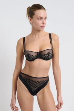 ETAM Sujetadores Talla Grande: Copas D-G|Balconette|Sujetador N.9 - Balconnet con detalles bordados NEGRO
