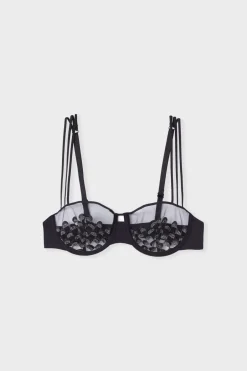 ETAM Sujetadores Talla Grande: Copas D-G|Balconette|Sujetador N.9 - Balconnet con detalles bordados NEGRO