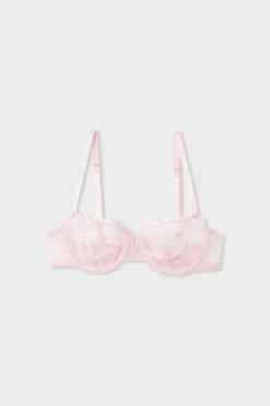 ETAM Sujetadores Talla Grande: Copas D-G|Sujetadores Sexy|Sujetador N.9 - Balconnet con bordado de corazones ROSA