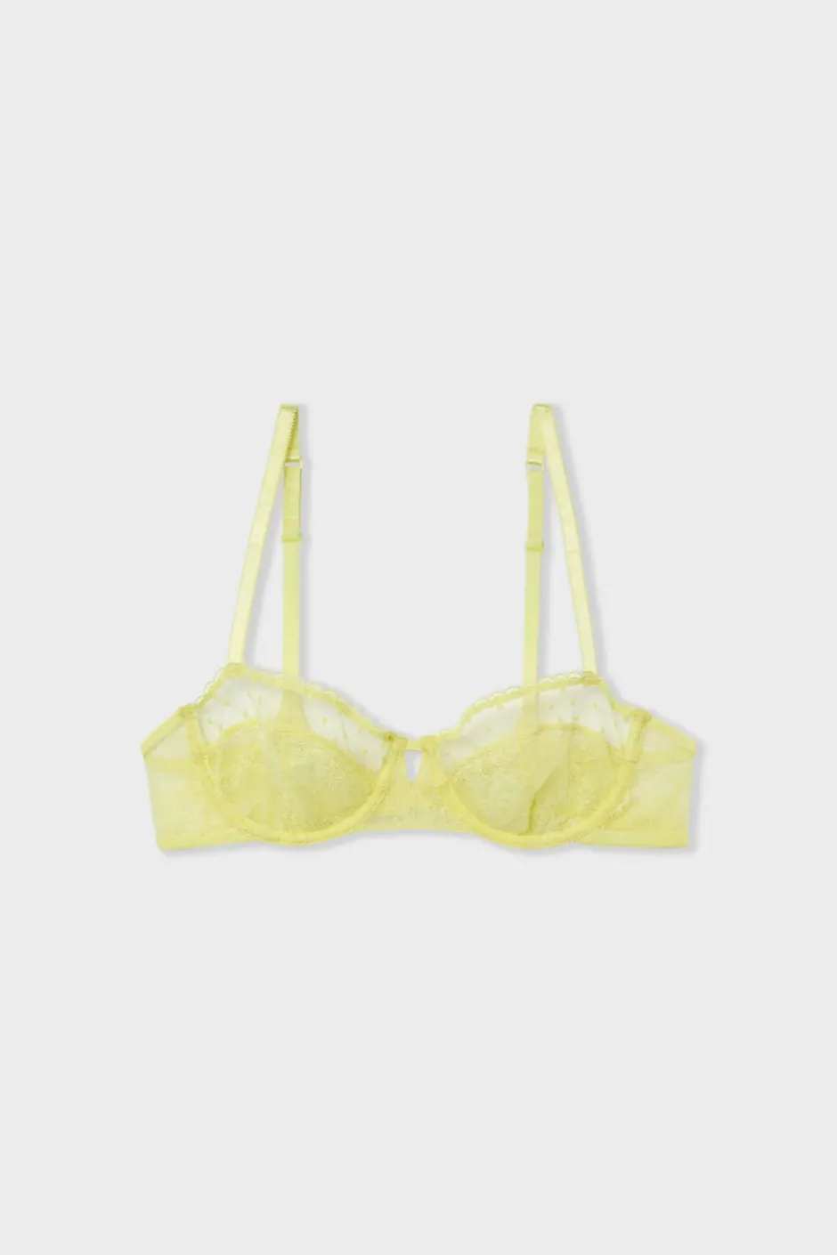 ETAM Sujetadores Talla Grande: Copas D-G|Balconette|Sujetador N.9 - Balconnet con bordado AMARILLO PÁLIDO.