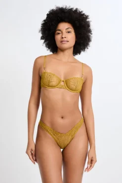 ETAM Sujetadores Talla Grande: Copas D-G|Balconette|Sujetador N.9 - Balconnet con bordado floral AMARILLO &Aacute;CIDO