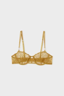 ETAM Sujetadores Talla Grande: Copas D-G|Balconette|Sujetador N.9 - Balconnet con bordado floral AMARILLO &Aacute;CIDO