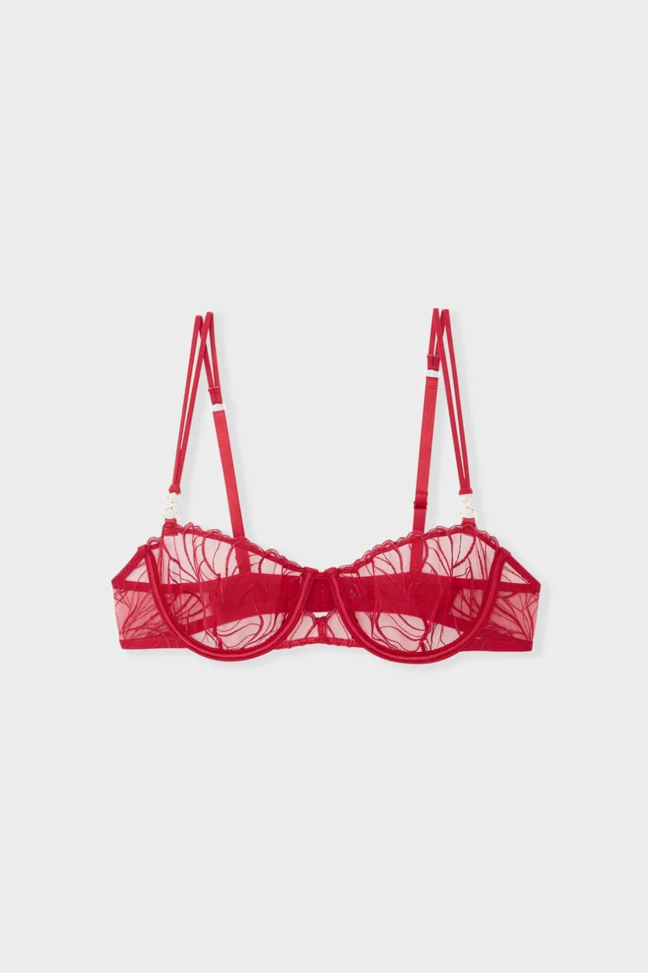 ETAM Sujetadores Sexy|Balconette|Sujetador N.9 - Balconnet de bordado ROJO