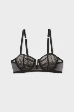 ETAM Sujetadores Talla Grande: Copas D-G|Balconette|Sujetador N.9 - Balconnet de tul NEGRO